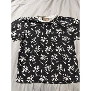 Hudson & Barrow NYC Men's Crew Neck Palm Leaf Print Slab Knit T-Shirt